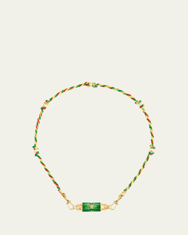 14K Yellow Gold Green Evil Eye Baby Locket Necklace